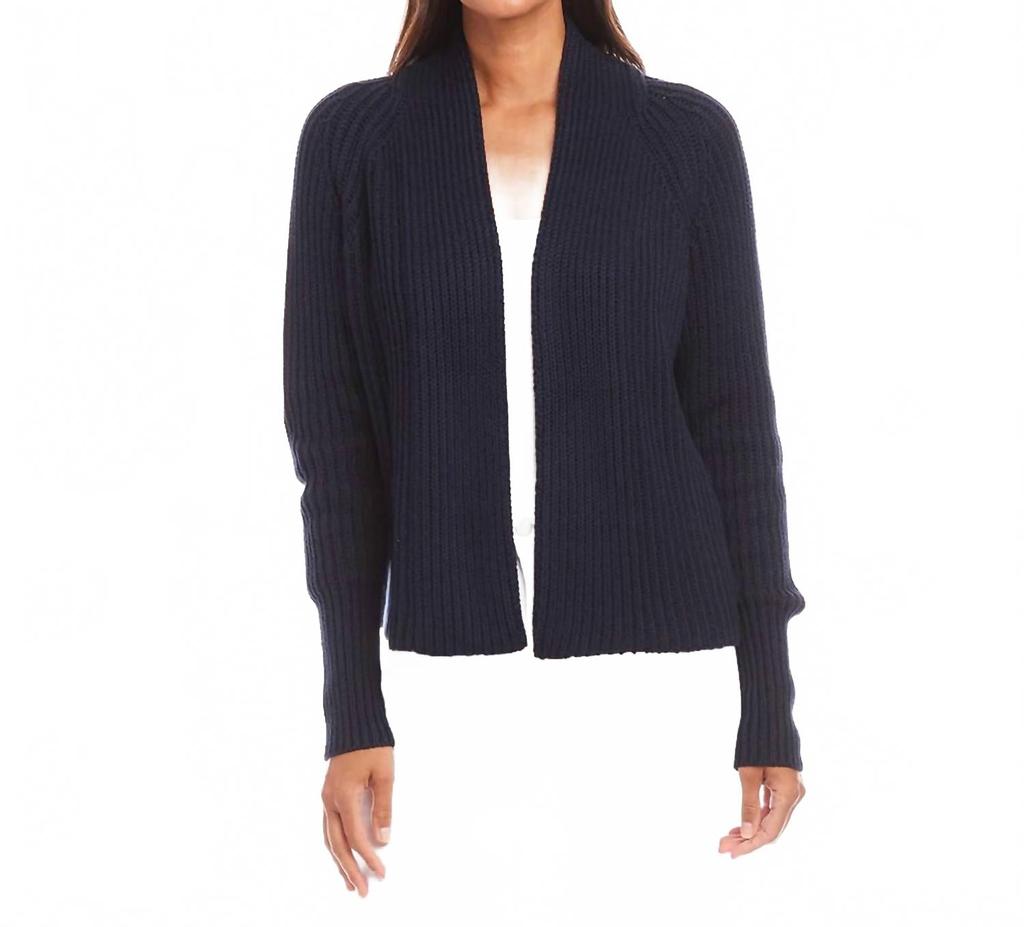 Karen Kane Cropped Cardigan Sweater In Navy