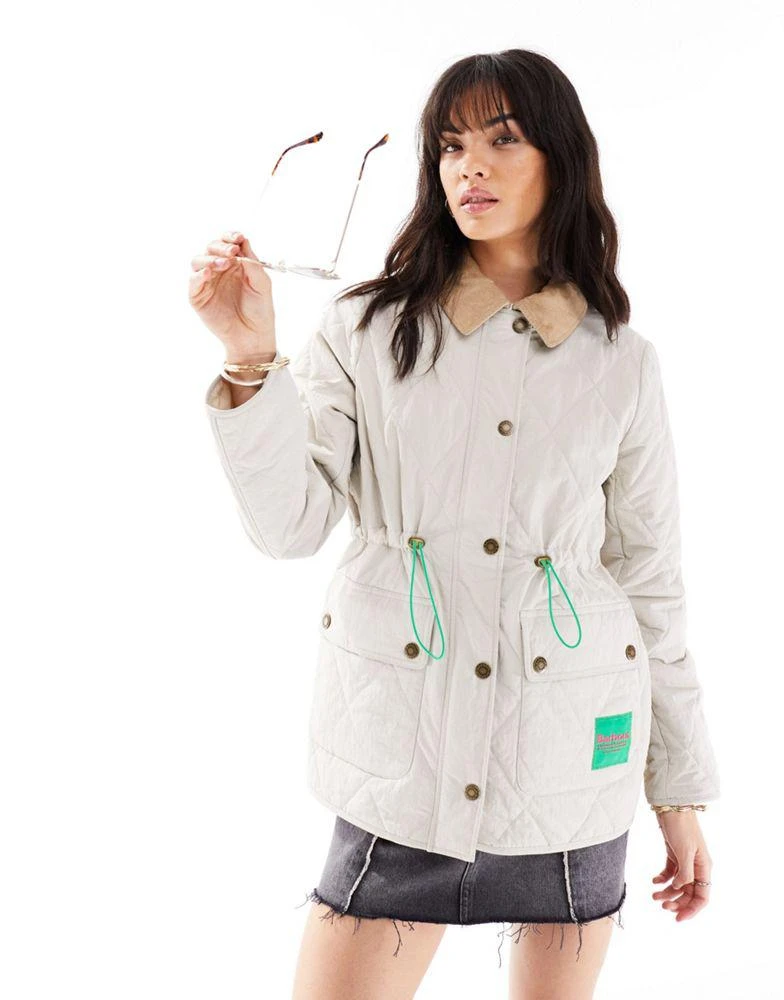 Barbour Barbour x ASOS Kaz quilted jacket in stone 2