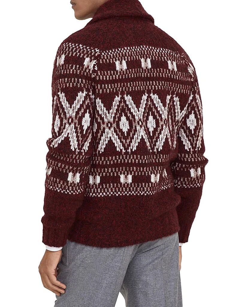 Brunello Cucinelli Alpaca, Virgin Wool and Cashmere Geometric Jacquard Cardigan 3