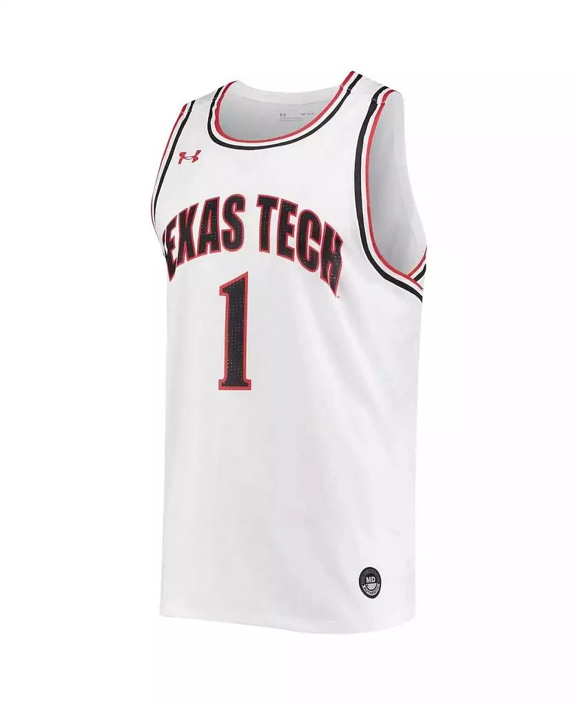 Under Armour Men's Number 1 White Texas Tech Red Raiders Replica Basketball Jersey 3