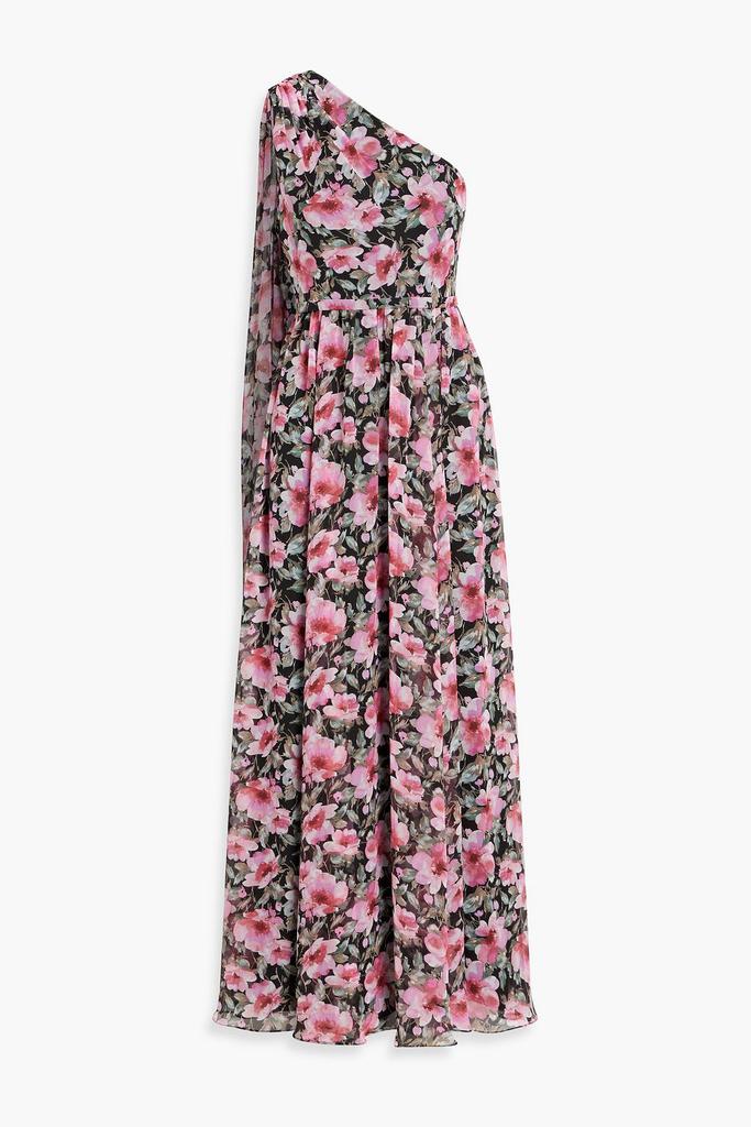 MIKAEL AGHAL One-shoulder floral-print chiffon maxi dress