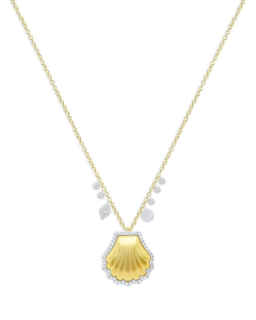 Meira T 14K White Gold & 14K Yellow Gold Diamond Seashell Pendant Necklace, 18" 1