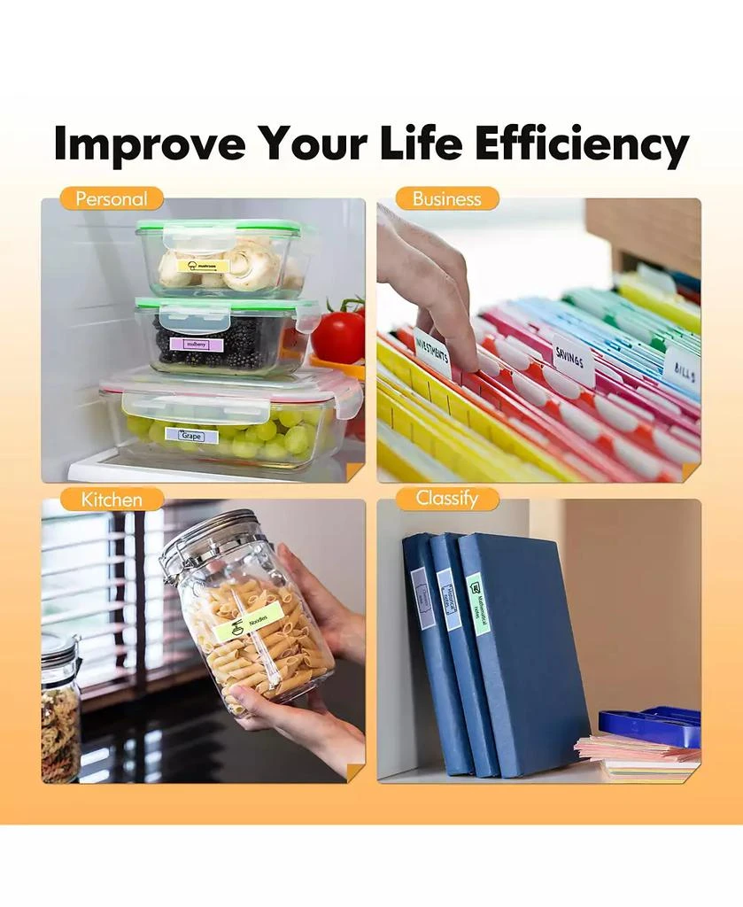 SWIFINT P31-S Portable Bluetooth Label Maker with tape. Features multiple templates for home, office
storage organization. White 8