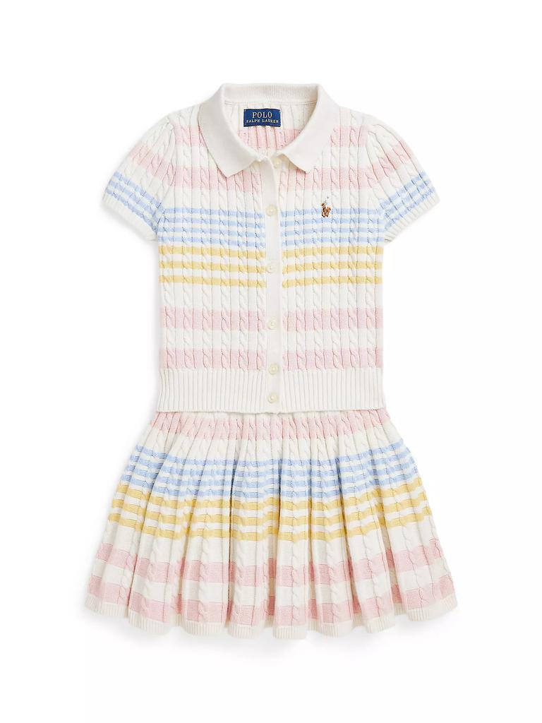 Ralph Lauren Little Girl's & Girl's 2-Piece Striped Cable-Knit Cardigan & Skirt Set