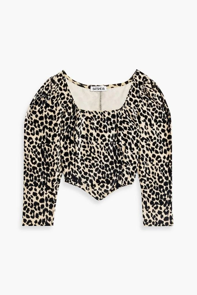 BATSHEVA Dirndl cropped leopard-print cotton-velvet top 1