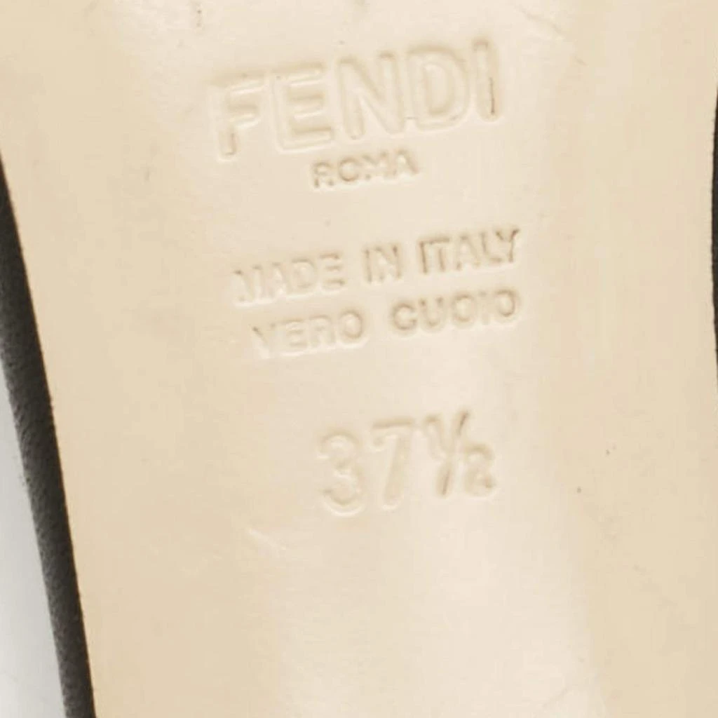 Fendi Fendi Cream/Black Leather and Raffia FF Slide Sandals Size 37.5 8