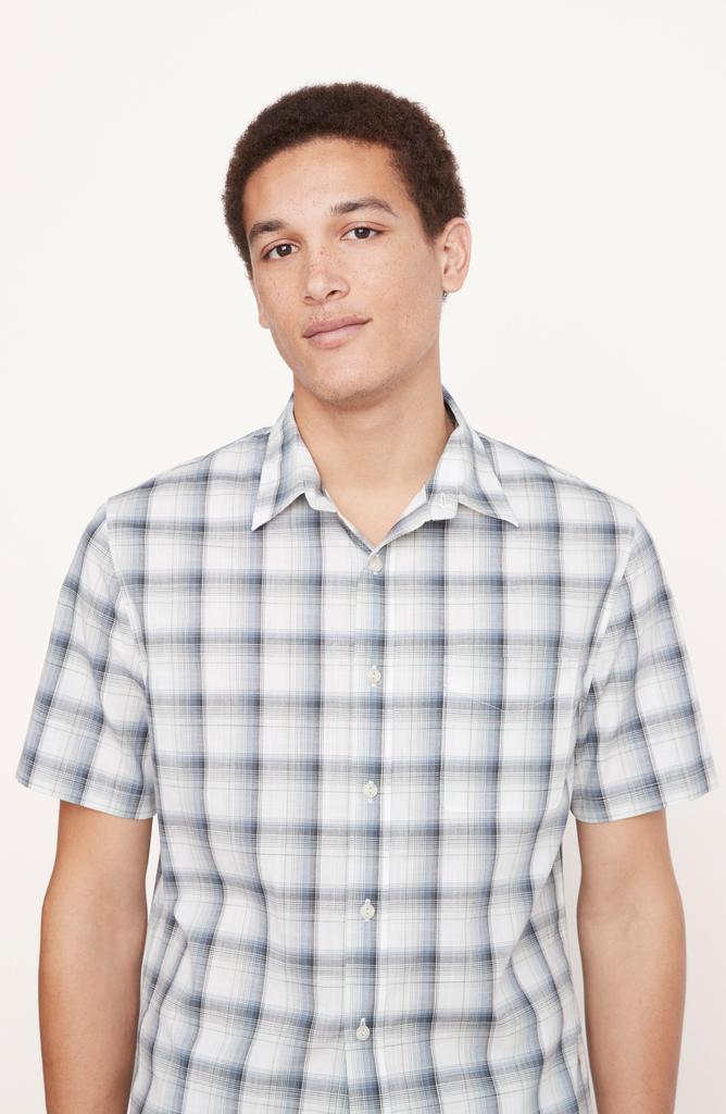 Vince Atwater Plaid Short Sleeve Button-Up Shirt