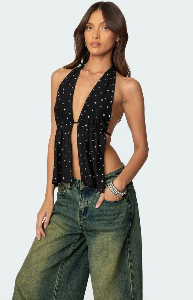 Edikted Studded Open Back Halter Top 4