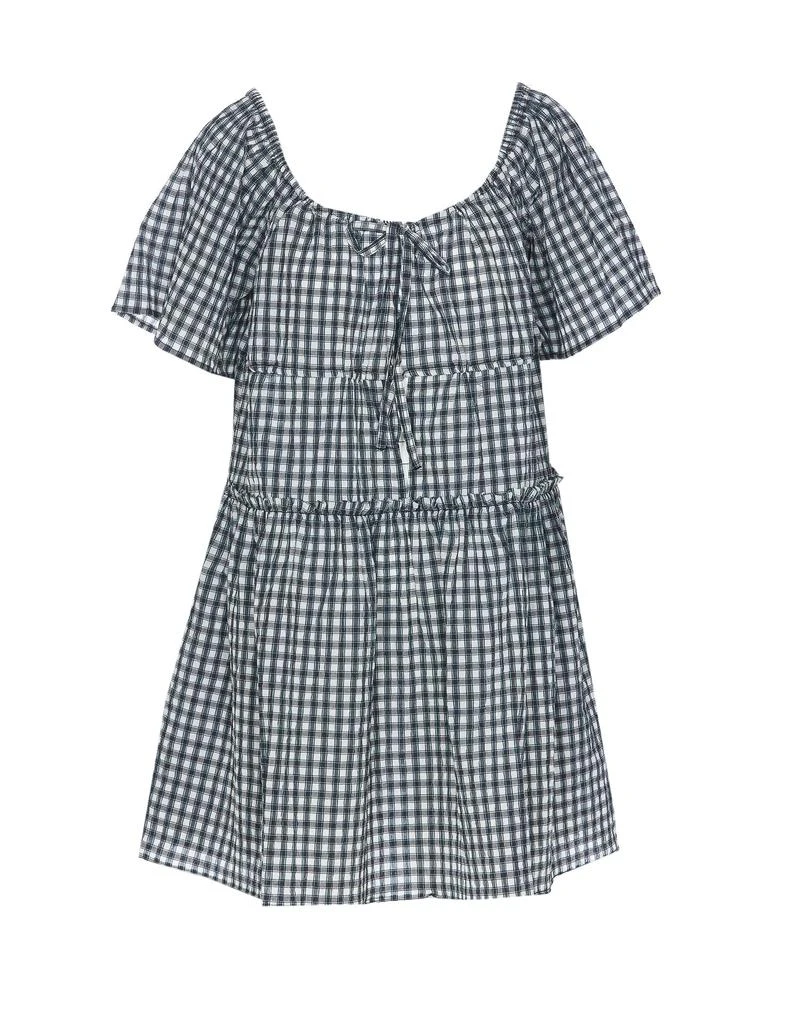 Ganni Seersucker Check Mini Layer Dress 1