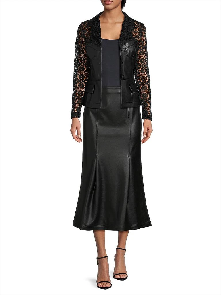 Misook Lace & Vegan Leather Corset Jacket 2