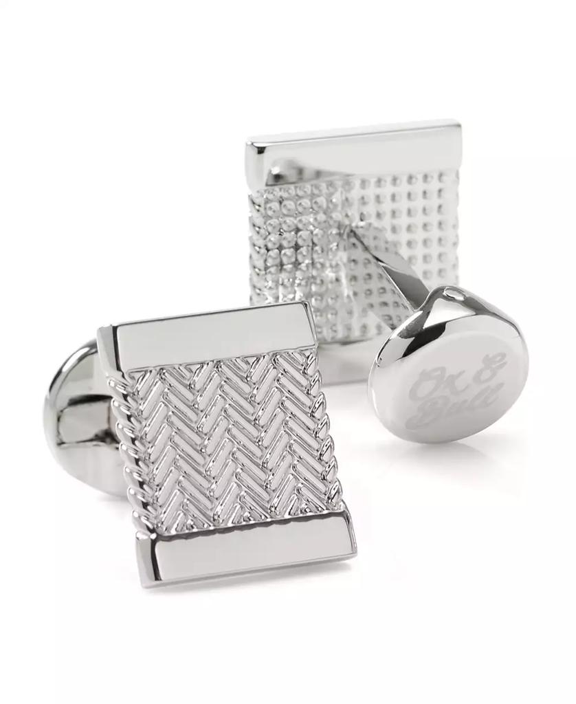 Ox and Bull Trading Co. Men's Silver Herringbone Cufflinks