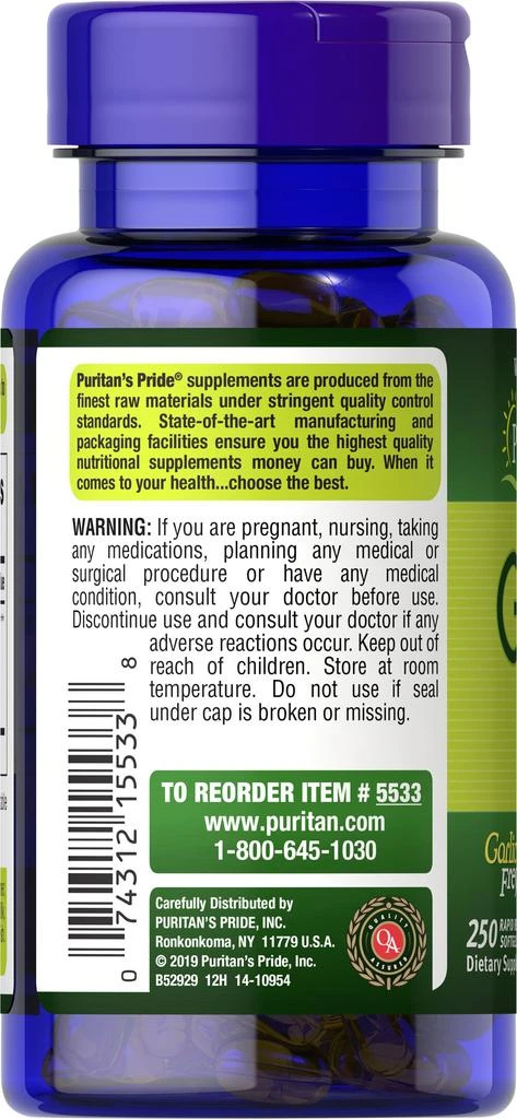 Puritan's Pride Odorless Garlic 1000 mg 250 Rapid Release Softgels 4