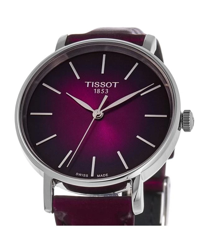 Tissot Tissot Everytime Burgundy Dial Leather Strap Women's Watch T143.210.17.331.00 2
