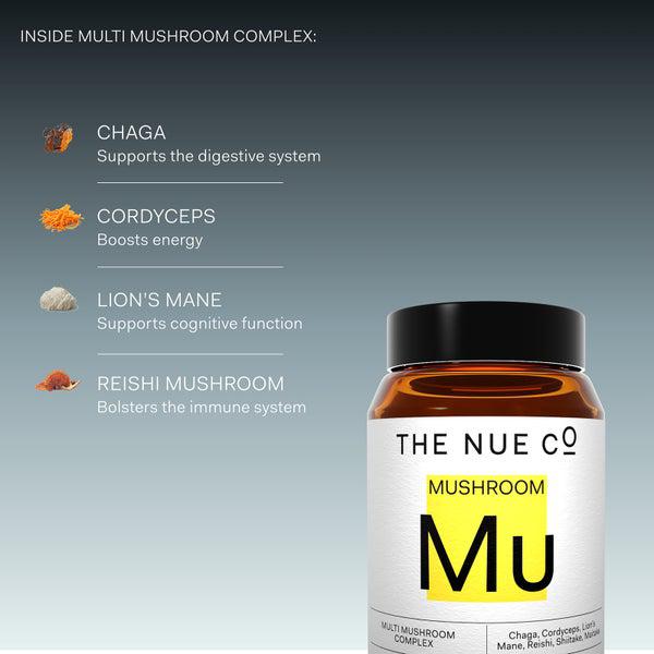 The Nue Co. The Nue Co. Multi Mushroom Complex Supplement To Increase Focus (60 Capsules)