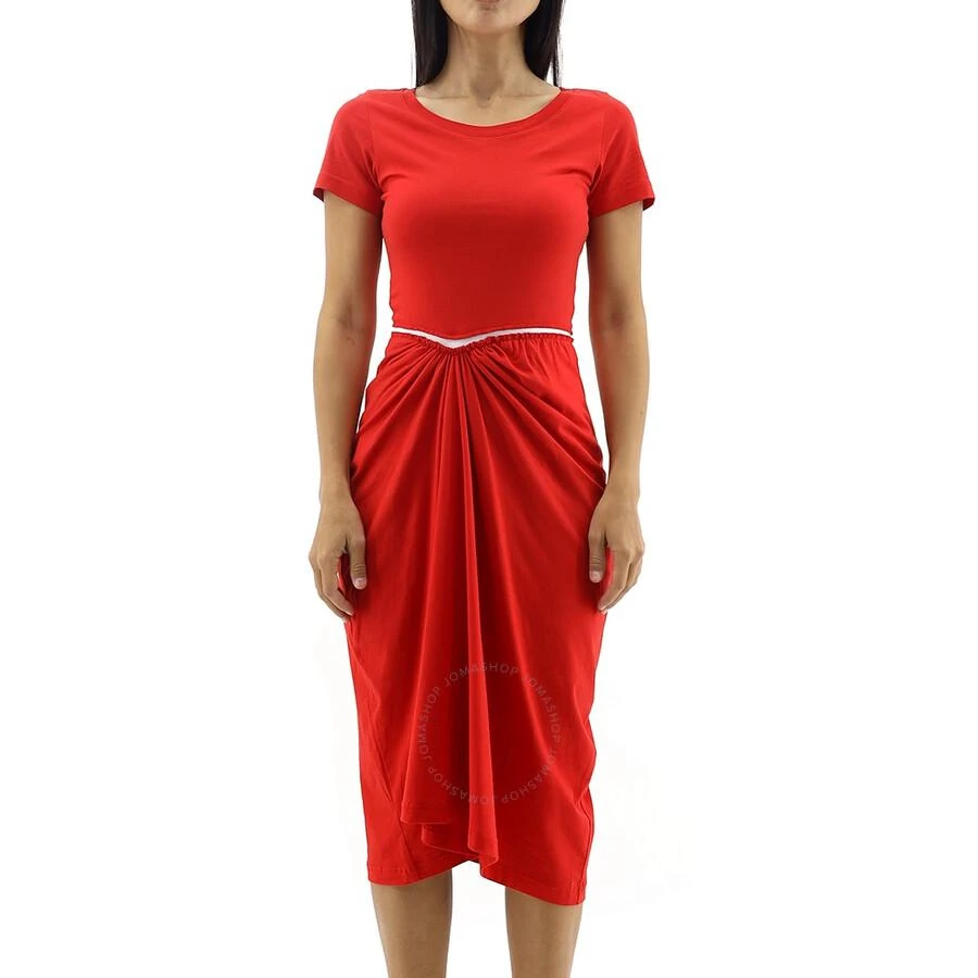 Marni Ladies Ruched Cut-Out Round Neck Midi Dress 1