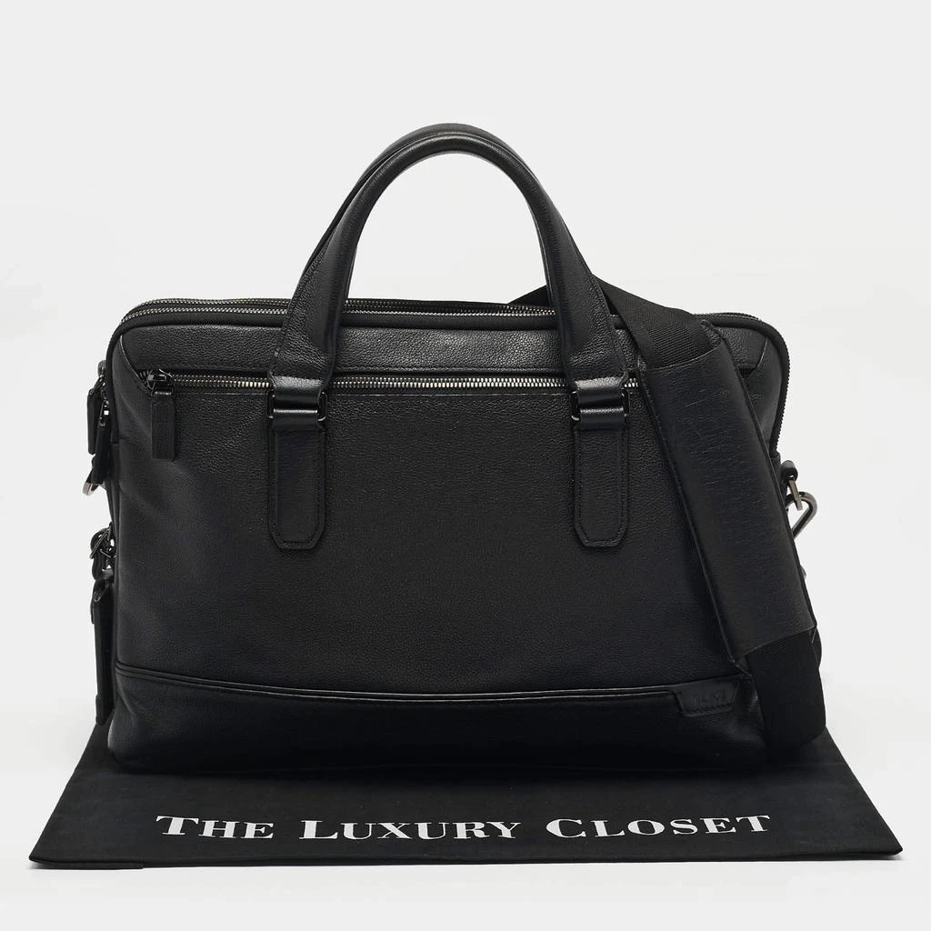 Tumi Tumi Black Leather Double Zip Briefcase Bag 12