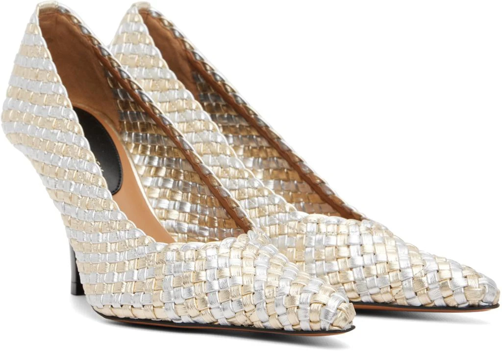 Stella McCartney Silver 
Gold Elsa Woven Metallic Heels 4