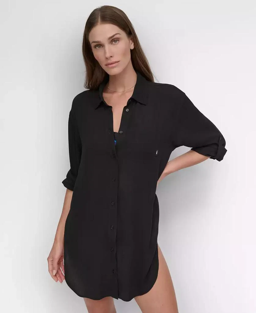 DKNY Women
s Gauze Collared Button-Front Beach Shirt 2