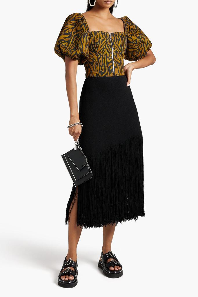 NICHOLAS Cropped leopard-print cotton-blend twill top