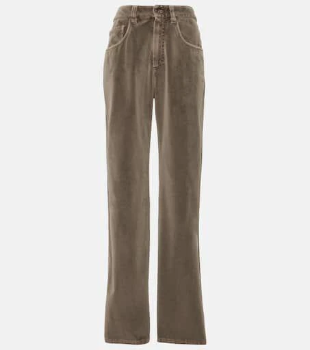 Brunello Cucinelli Mid-rise cotton velvet straight pants 1