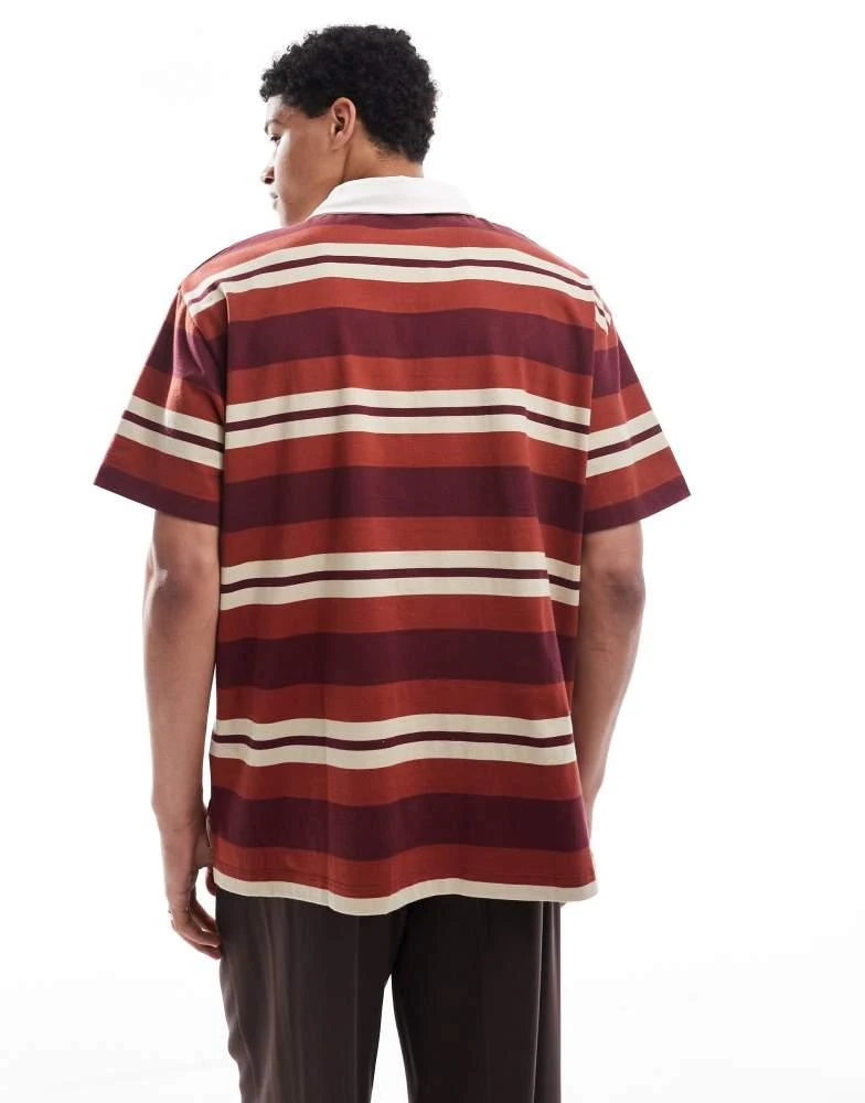 Timberland Timberland Striped rugby polo in burnt henna yd 4