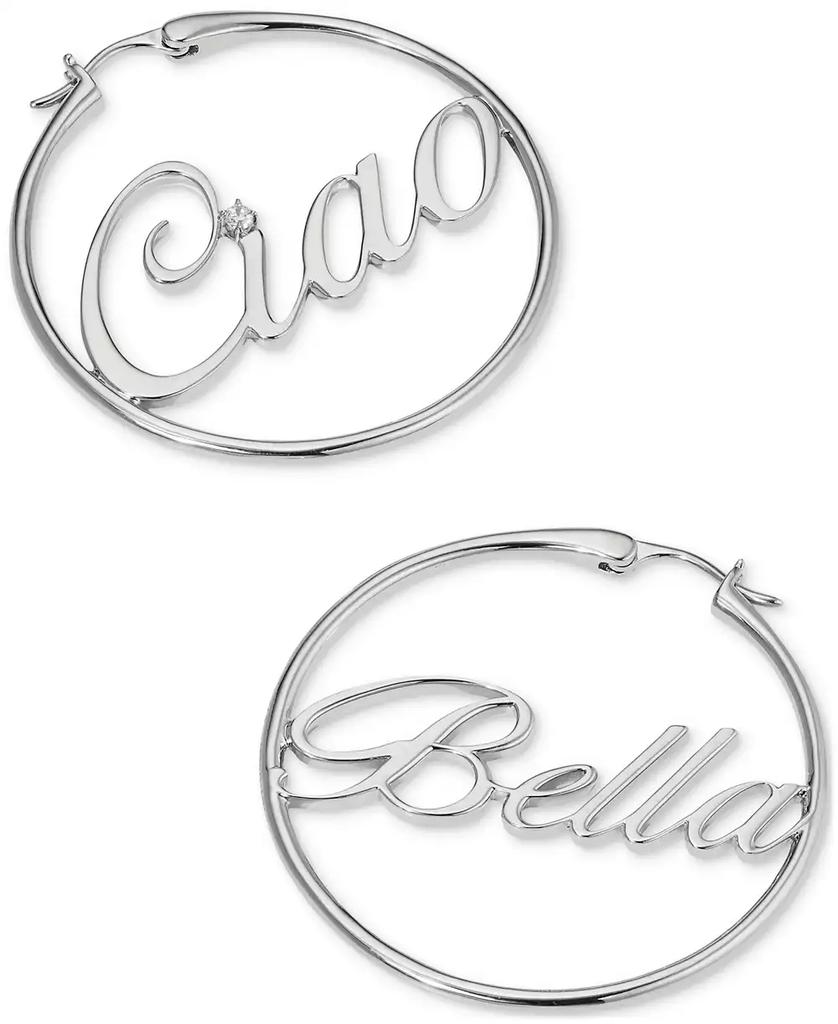 Nadri AJOA by Medium Cubic Zirconia "Ciao Bella" Hoop Earrings, 1.62"