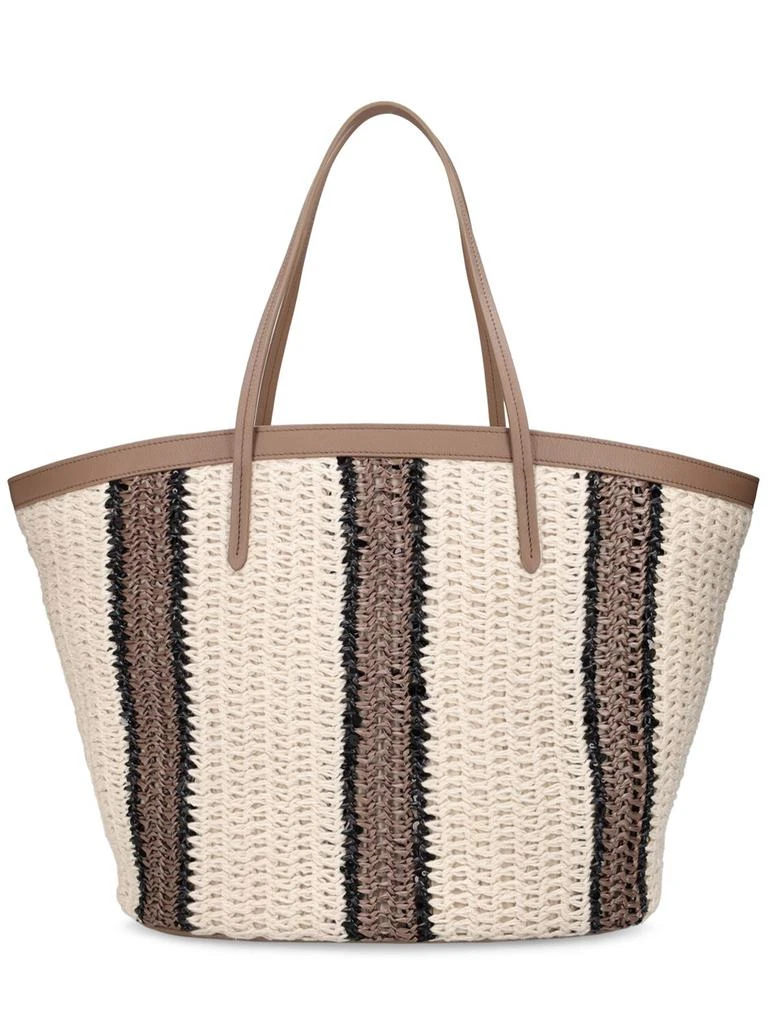 Brunello Cucinelli Macro Regimental Straw Effect Tote Bag 1