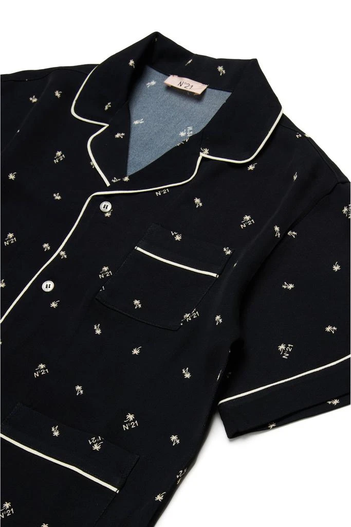 N°21 N°21 Kids Allover Palm Printed Bowling Shirt 3