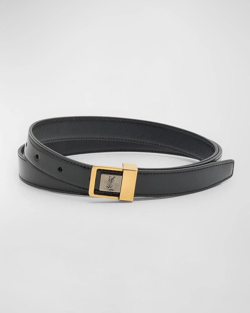 Yves Saint Laurent Men's LA 66 Thin YSL Belt in Shiny Leather 1