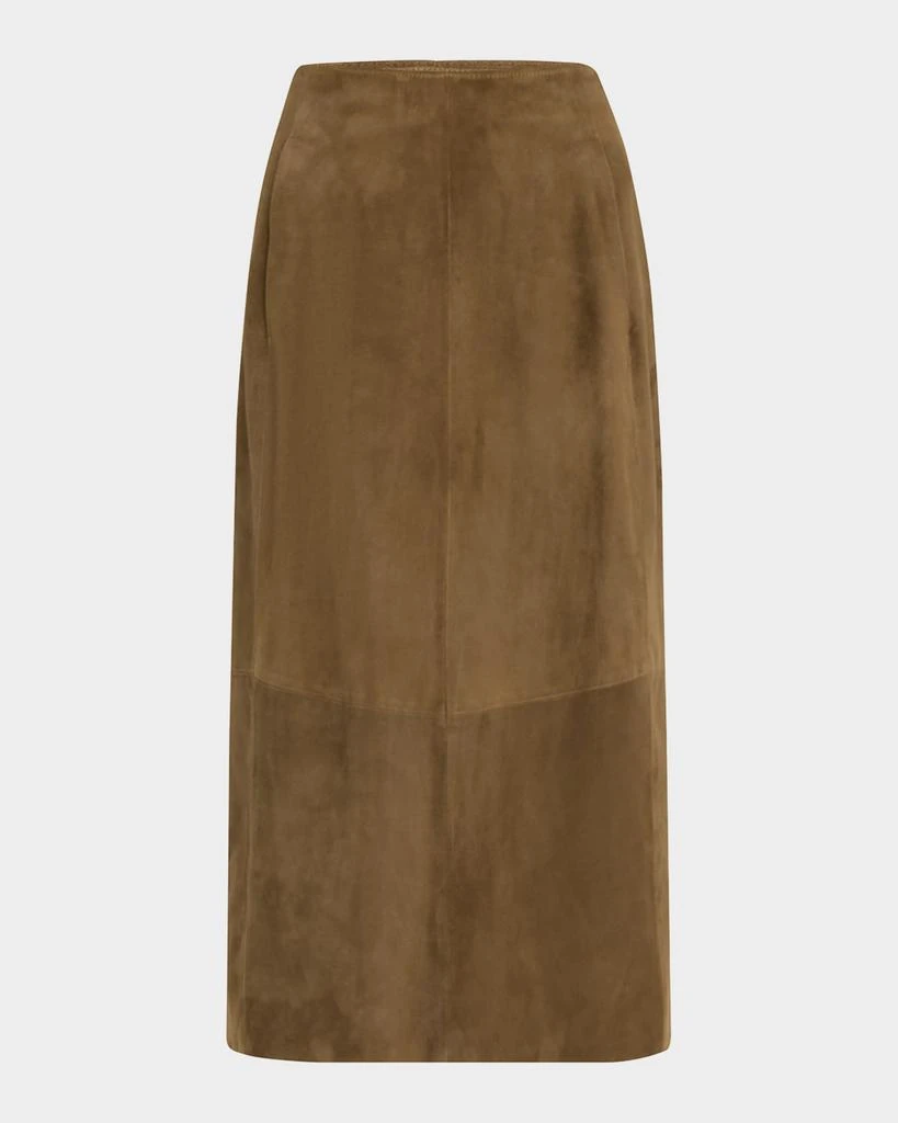 Vince Mid-Rise Suede Midi Skirt 1