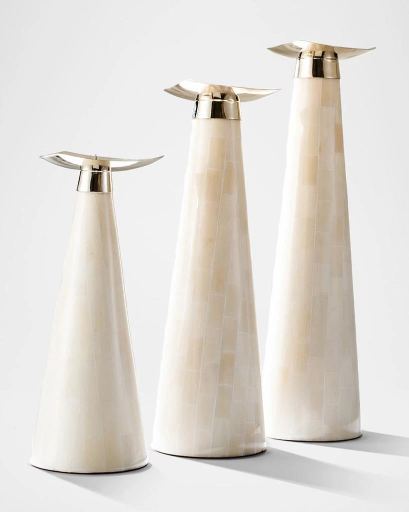 LADORADA Bone Candlestick Holder Trio Set 2