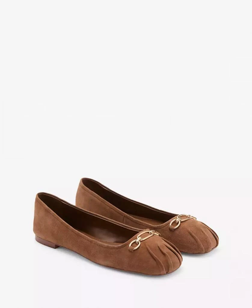Mango Women
s Links Detail Leather Ballerina Shoes