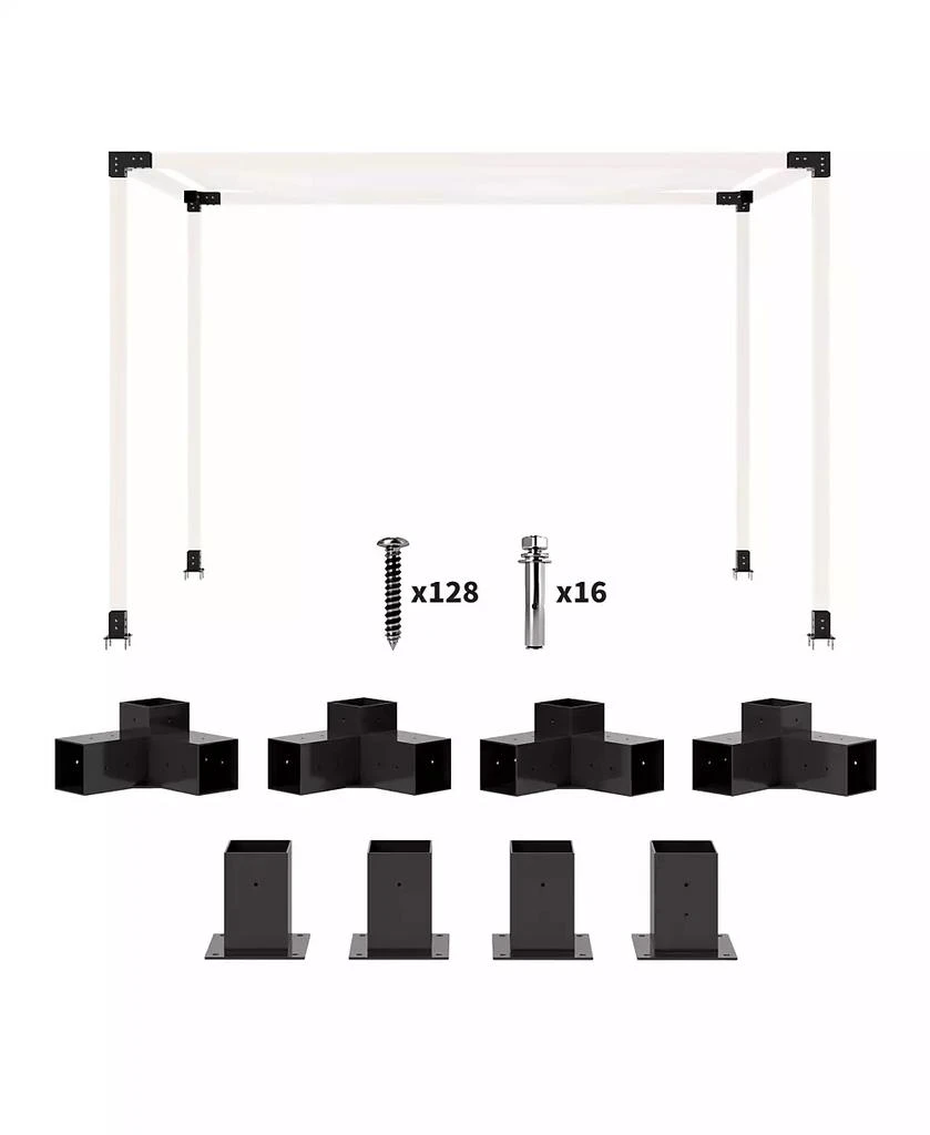 Outsunny 8PCS Pergola Kit Brackets for 4"x4" (Actual 3.6"x3.6") Lumber