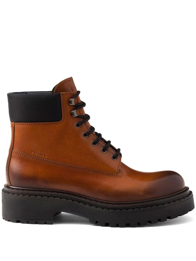 【関税＆送料込み】Prada Leather And Re-Nylon Ankle Boots Black Monolith Leather And Re-nylon Boots With Pouch | PRADA