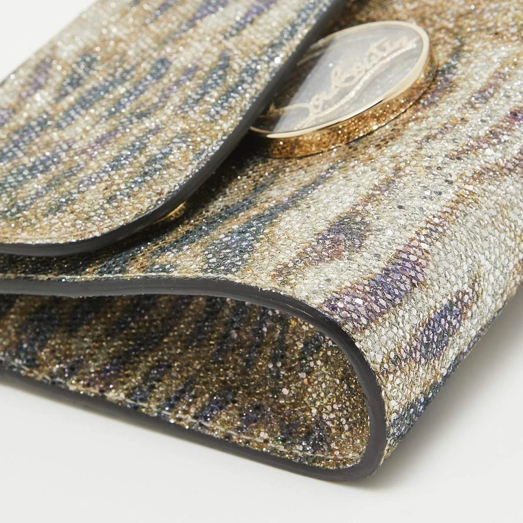Christian Louboutin Christian Louboutin Gold/Blue Printed Glitter Riviera Clutch Bag 10