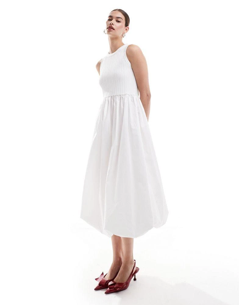 Urban Revivo Urban Revivo bubble hem midi dress in white 4