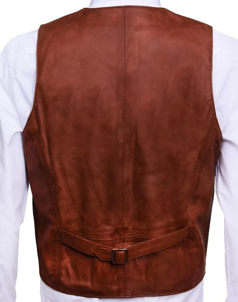 Infinity Leather Mens Leather Waistcoat Formal Traditional Gilet Vest 3