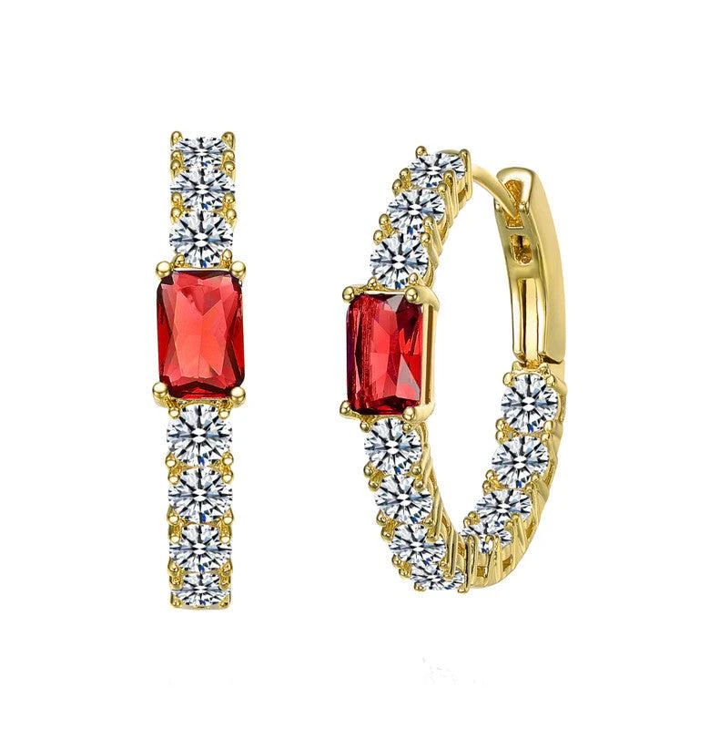 Rachel Glauber 14k Gold Plated with Colored Cubic Zirconia Inside-Out Hoop Earrings 4