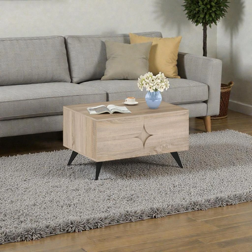 Hivvago Farmhouse Style Living Room Coffee Table with Built-In Storage Space