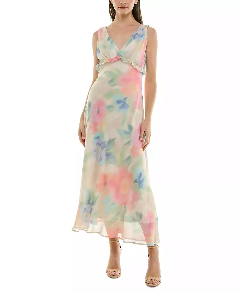 Taylor Women's Watercolor-Print Chiffon Ruffled Dress 3