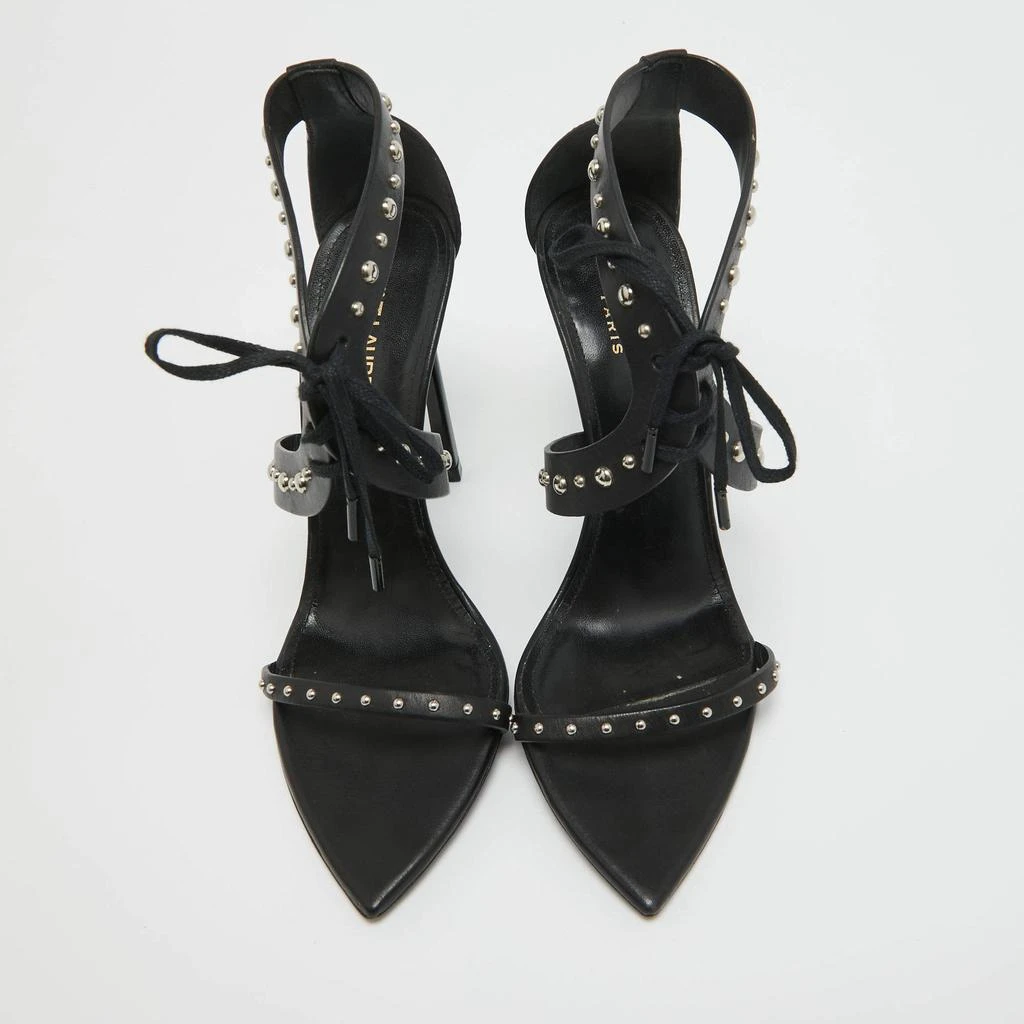 Yves Saint Laurent Saint Laurent Black Leather iris Studded Ankle Strap Sandals Size 38 3