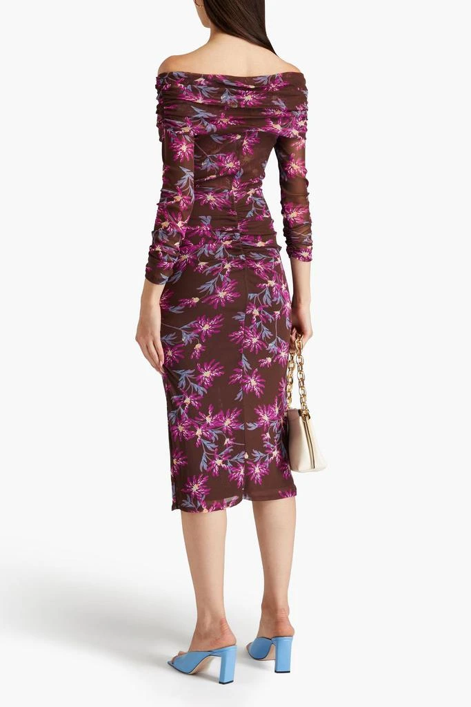 Diane von Furstenberg Clementine ruched floral-print stretch-mesh midi dress 3