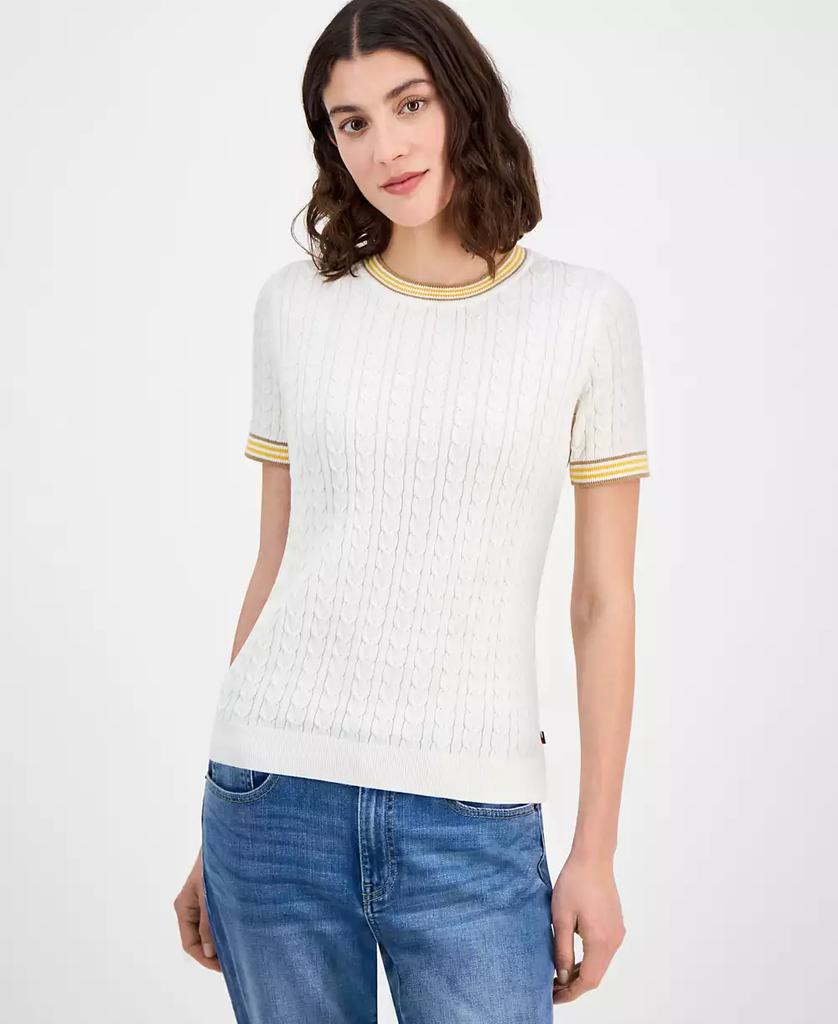 Tommy Hilfiger Women's Tipped Short-Sleeve Sweater