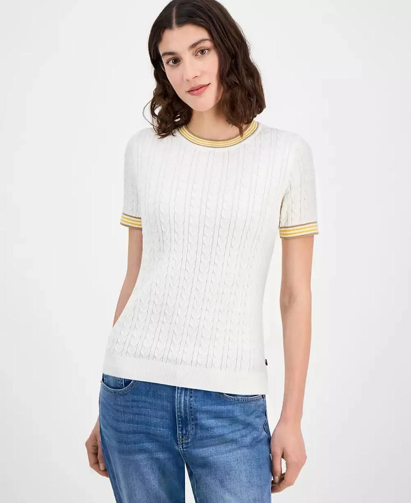 Tommy Hilfiger Women's Tipped Short-Sleeve Sweater 1