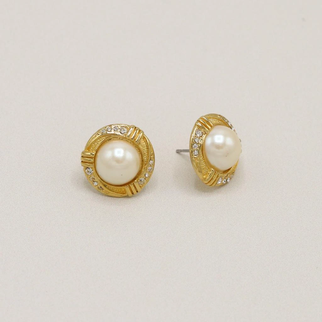 Orelia Vintage Vintage Textured Pearl & Crystal Twist Stud Earrings 2