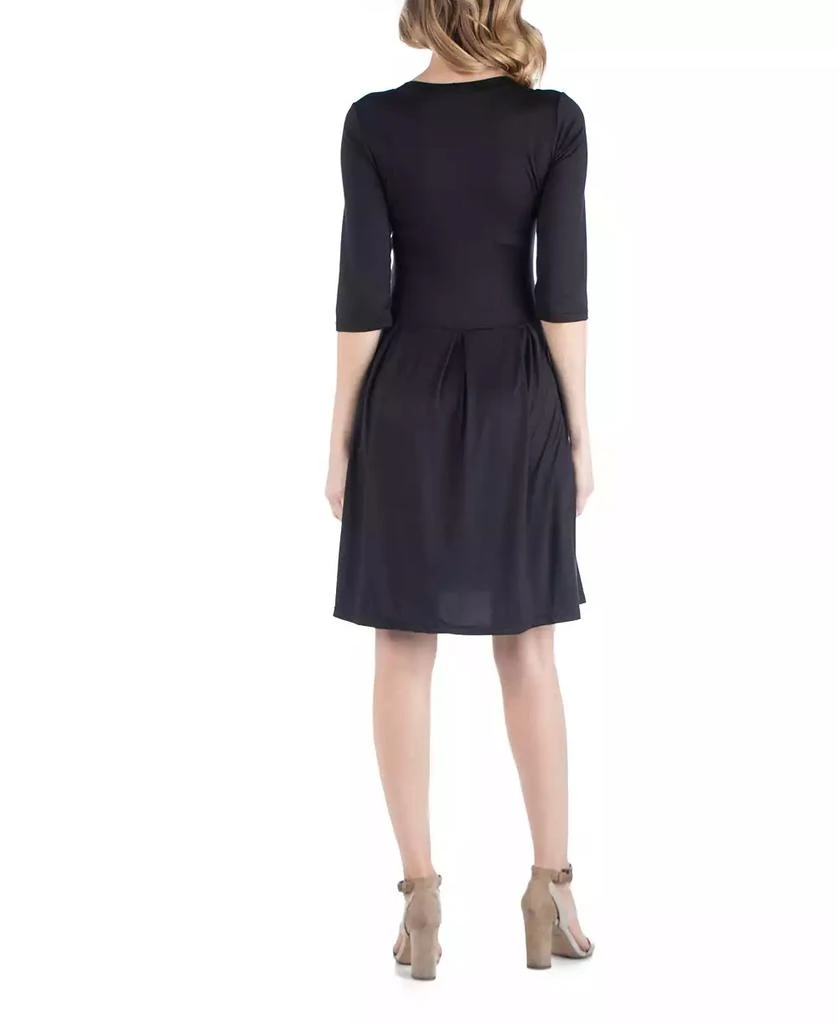 24seven Comfort Apparel Fit and Flare Scoop Neck Maternity Dress - Red