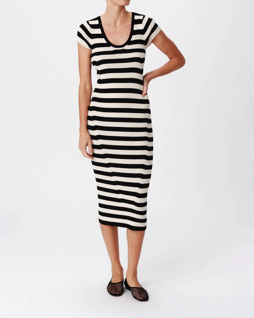 ATM Atm - Wool Blend Striped Cap Sleeve Dress