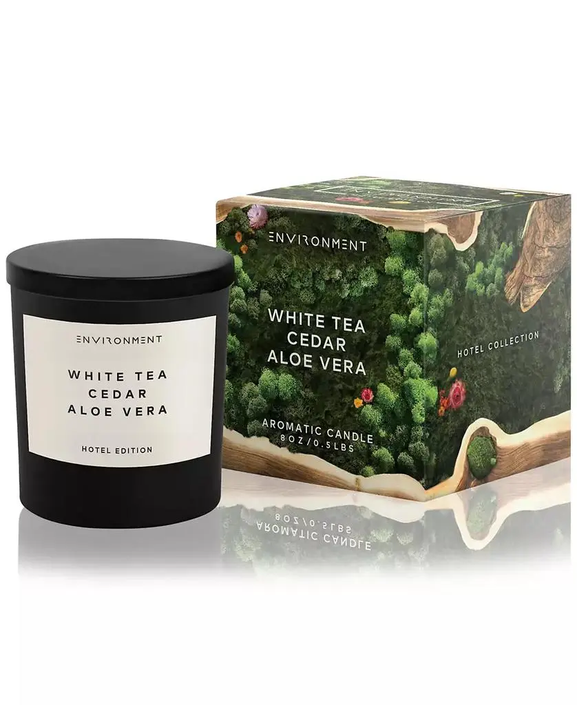 ENVIRONMENT White Tea, Cedar & Aloe Vera Candle (Inspired by 5-Star Hotels), 8 oz.