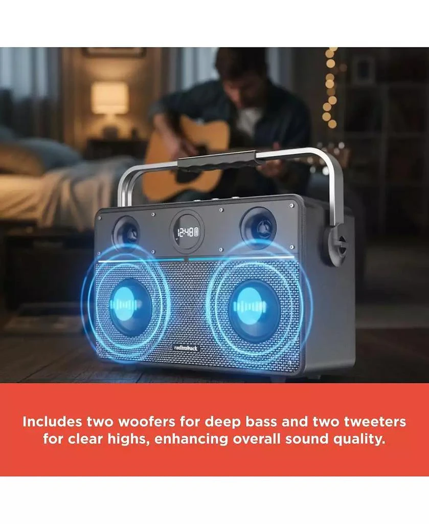 RadioShack 80W Wireless Speaker, Bluetooth/USB/AUX, Guitar 
Mic Inputs, Metallic Finish and Grill For Powerful Sound – Model 4001985 5