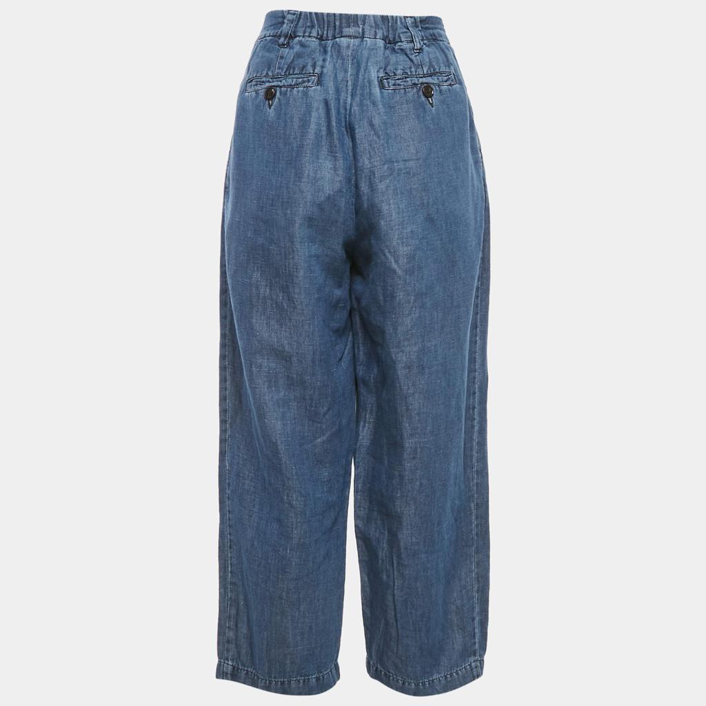 Weekend Max Mara Weekend Max Mara Blue Chambray Wide-Leg Trousers S